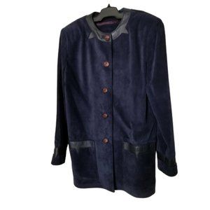 Vtg Danier Jacket Blazer Suede Leather Royal Blue Size M